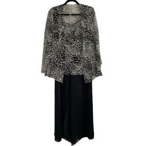 Cattiva New York 100% Silk 3pc Pant Suit Leopard Print with Bling Size 10